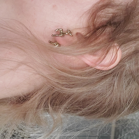 Golden Deer Post Earrings - Picture 5 of 6